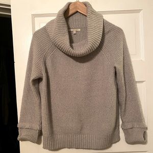 Cowl neck sweater with thumb holes